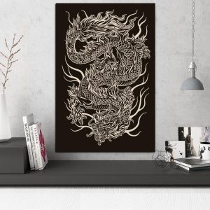 Tableau Dragon Noir et Blanc